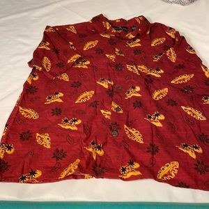 Consensus Hawaii Men’s Camp shirt size XL‎ burgundy/red/black yellow palm trees